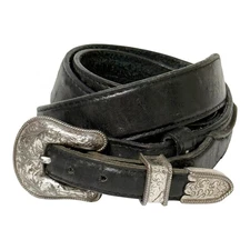 Texas Ranger Leather Belt Hand-Crafted Old Sonora Mexico 38 Black Ostrich Embos