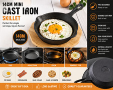 Mini Cast Iron Skillet Frying Pan 14cm Small Egg Pan Pre Seasoned Oven Safe