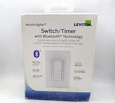 LEVITON DDS15-BDW DECORA DIGITAL 15A ROCKER LIGHT SWITCH & TIMER BLUETOOTH WHITE
