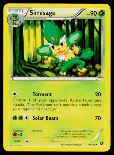 Simisage Normal #11/146 Rare Pokemon XY Base Set LP