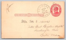1914 Foxboro MA Postmark Postcard William McKinley Stamp Boston Hospital