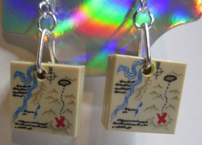 LEGO Loop 2x2 Tile Earrings - Treasure Map - (2 Pieces)