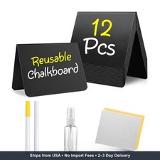 12 Pack Mini Chalkboard Signs 4x3 Inch Reusable PVC Tabletop Food Labels for