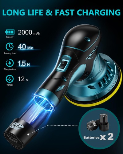 Cordless Car Buffer Polisher Kit - 6 Inch Dual Action Random Polishing ...
