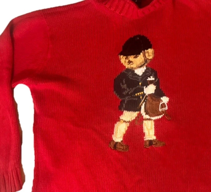 Suéter Ralph Lauren Polo Sport Feminino Vintage Pequeno Equestre Polo Urso Malha - Imagem 4 de 4