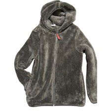 Outdoor Kids Cozy Fleece Hooded Jacket Girls Boys Gray L G Zip Up