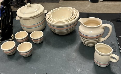 McCoy Pottery "Pink and Blue Stripes" Dinnerware