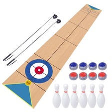 8.98 L Shuffleboard, Curling and Bowling 3 in 1 Board Game Set,with 8.98 Foot...