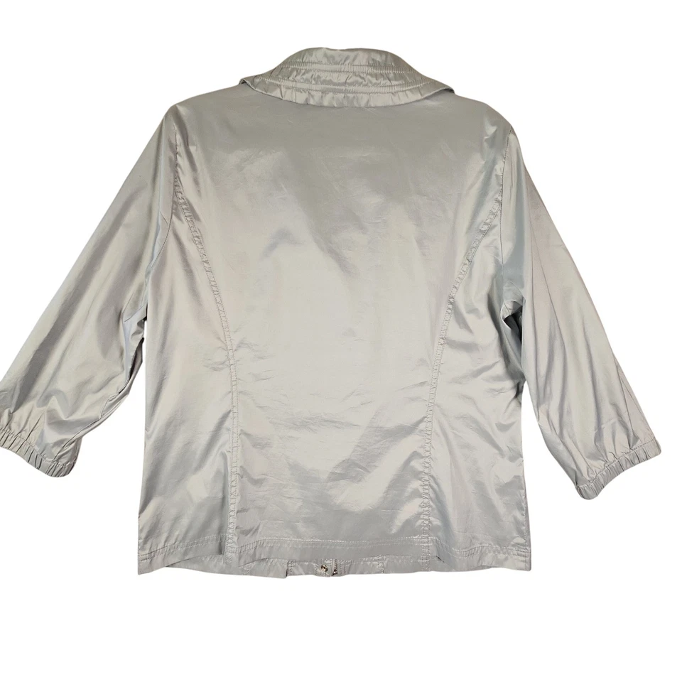 Zenergy by Chico's Gray/Silver Sheen Lightweight Jacket Size 2/US L 3/4 sleeve - Image 2 of 4