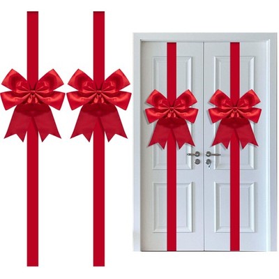 2 PCS 14.2Ft Extra Large Christmas Front Door Wrapping Bow Adjustable Red