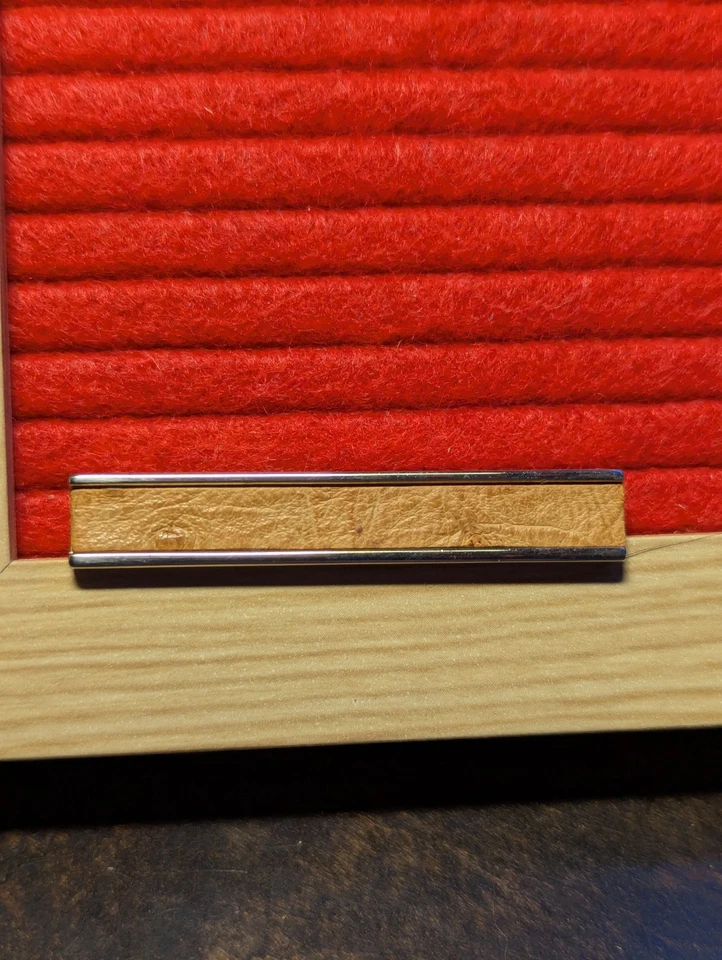 Brown Leather Tie Clip Clasp VINTAGE 2" Styl•Crest Tan Hide & Silver Tone Bar - Image 2 of 4