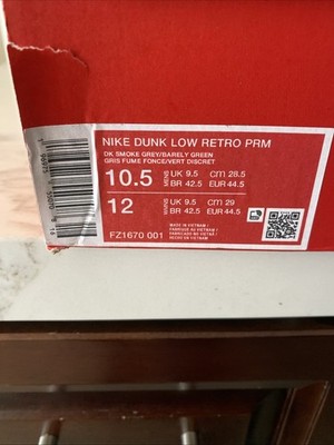 Nike Dunk Low Retro PRM Barely Green Sneakers Men's Size 10.5 NEW FZ1670-001
