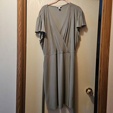 Nine West Sage Green Short Flutter Flowy Sleeve Dress, Size XL