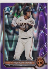 2022 BOWMAN CHROME RICARDO GENOVES PURPLE REFRACTOR RC ROOKIE /250 #60