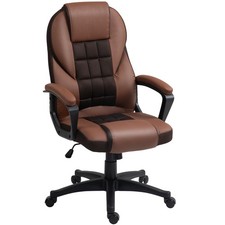 HOMCOM Executive Office Chair High Back Computer Chair with Armrests Brown