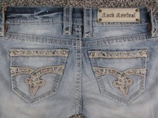 Rock Revival Jeans Womens 24 Light Wash Ankle Skinny Suko Embellished 25x28