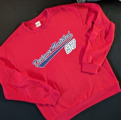 Designs Untitled 97 Red Graphic Print Pullover Sweatshirt Crew Neck L