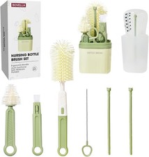 Baby Bottle Brush Set-Travel Bottle Cleaner Kit with Silicone Brush,Drying