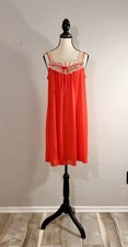 Vintage Red Nightie With Lace Trim Large