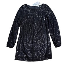 NEW Preston & York Womens Sequin Dress Size 6 Black Long Sleeve Party Cocktail
