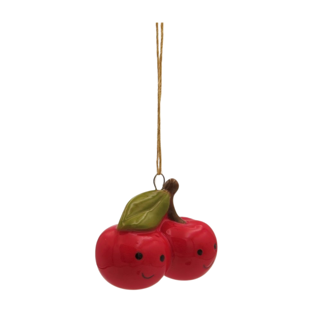 Spring Hanging Decoration Ceramic Happy Cherries