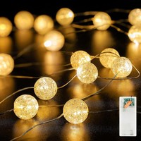 Lichterkette Kristall Kugeln 2M 20 LED Warmweiß Mit Timer FüR Innen Deko