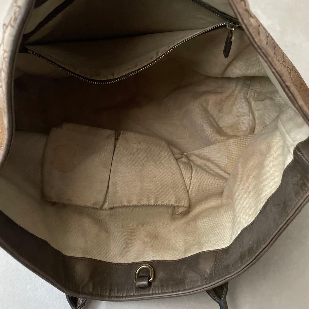 GUCCI Canvas Leather Tote Bag GG Brown C-260113-4 thumbnail 15