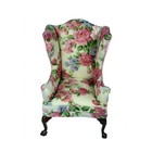 Creal 388070 Ohrensessel Nussbaum mit Blumenmuster 1:12 für Puppenhaus