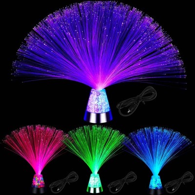 4 Pieces Fiber Optic Lamp with Crystal Base 14inch Sensory Lights Color Chang...