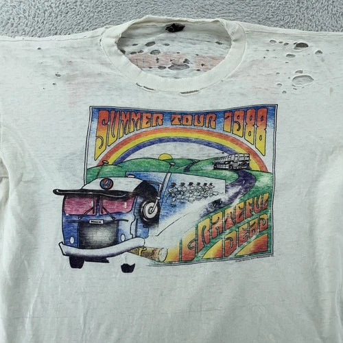 TRASHED DISTRESSED Grateful Dead Shirt S/M Summer Tour 1 1980s vintage concert t-shirt, vintage, single stitch, B+ condition