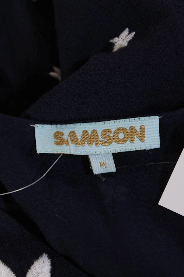 Vestido Samson Mujer Algodón Bordado Manga Corta Azul Marino Talla M Foto 4 de 4