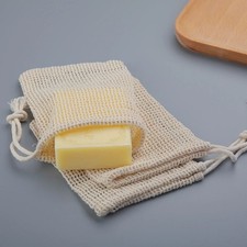 Eco-Friendly Handmade Natural Cotton Soap Saver Bag Mesh Soap Pouch for Body Cle