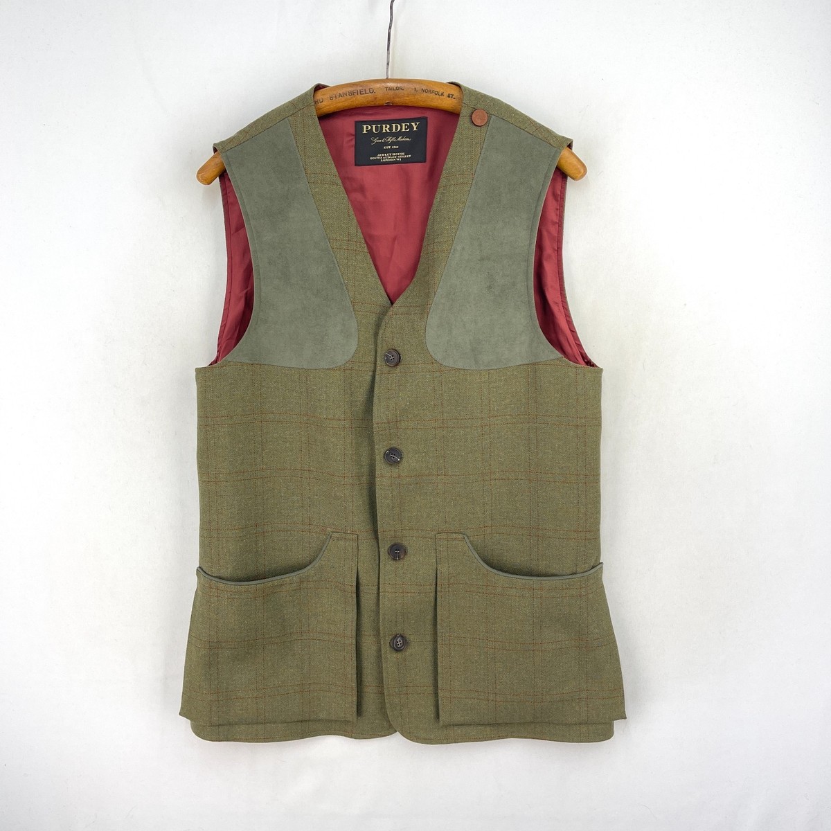 Purdey Tweed Shooting Vest Mens Medium Green Bembridge Sporting