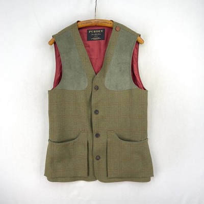 Purdey Tweed Shooting Vest Mens Medium Green Bembridge Sporting Gilet Waistcoat