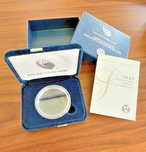 2020-S American Silver Eagle Proof Empty BOX, CASE, and COA - NO Coin