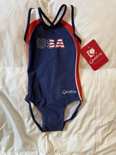 Quatro USA Leotard Child Small - Red White And Blue