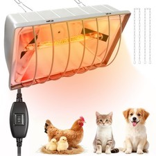 Chicken Coop Heat Lamp Carbon Fiber Tube,Adjustable 2-Level Temperature Brood...