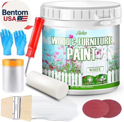 Wood Furniture Paint - 18Oz White Wood Paint for Furniture, Cabinet, Door, Dinin