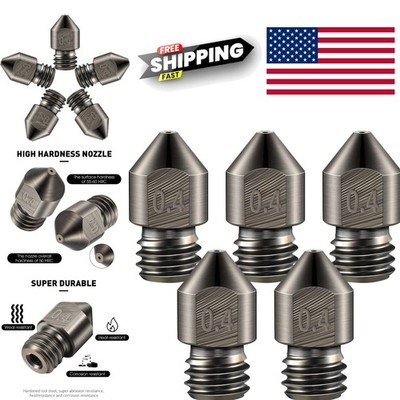 5 Piece 0.4mm MK8 Nozzle Set Hardened Steel for High Temperature 3D Printing