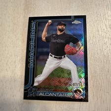 SANDY ALCANTARA 2025 TOPPS CHROME #126 BLACK LOGOFRACTOR 7/10 COLOR MATCH