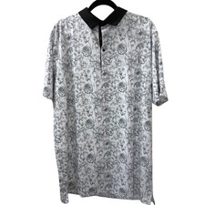 NWT Boston Scott Golf Men's XXL Floral Polo Shirt Short Sleeve Black & White