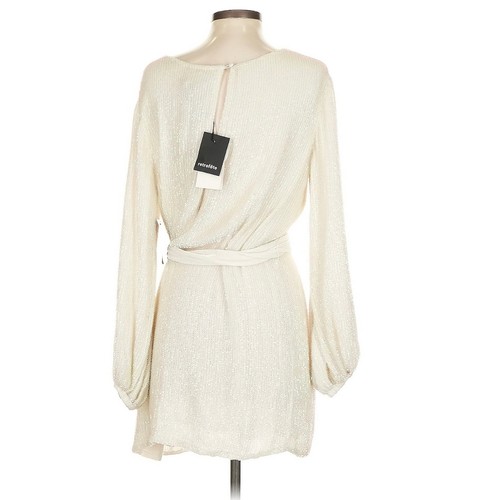 Nuevo con etiquetas Mini Vestido Retrofete Grace Terciopelo Recortado Blanco Lentejuelas Manga Larga Cinturón X - Imagen 3 de 13