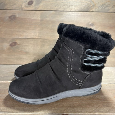 #ad #ad clarks breeze cozy womens size 10 shoes black suede waterproof fur snow boots $39.99