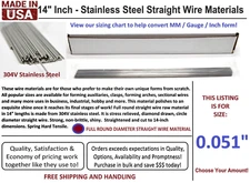 Orthodontic Stainless Steel Straight Lengths .051" Wire SS 14'' Lengths 100 Pack