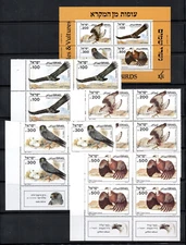 Stamps Israel, Birds complete set block of 4 and souvenir sheet, MNH