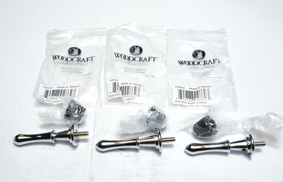 §s§ Lot of 3 WOODRIVER Project Kit Teardrop Chrome Bottle Stopper