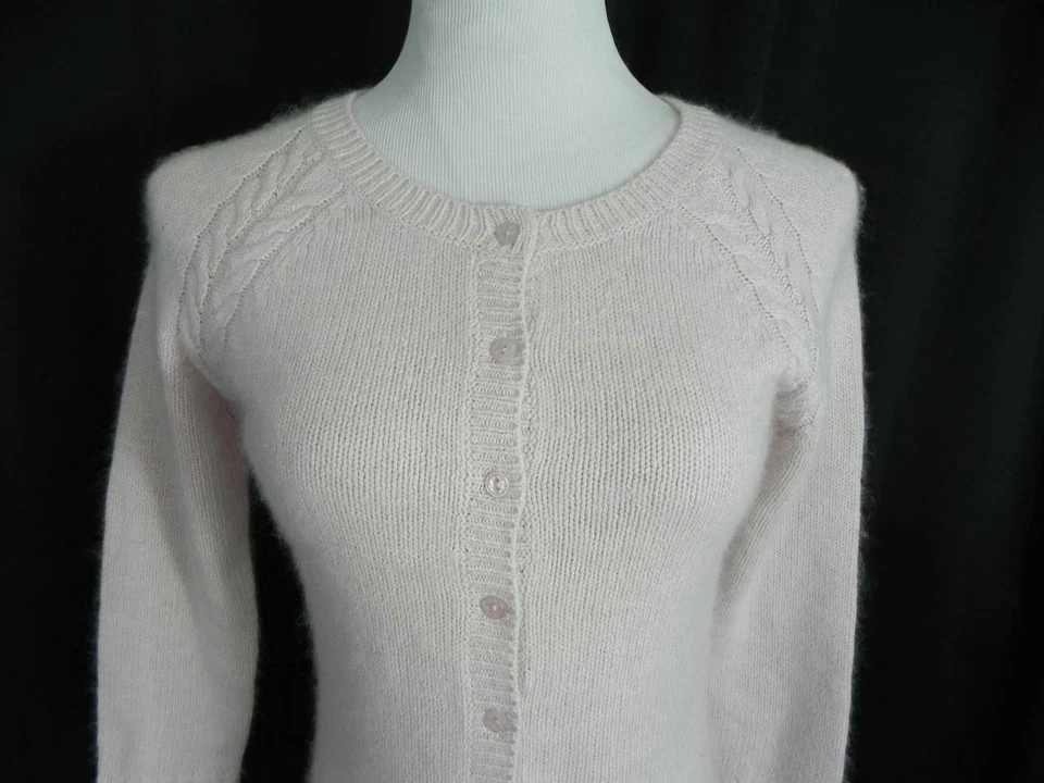 Vtg MAINFRAME sz M (7-9) Silk Angora PRETTY PINK Cardigan SWEATER Sears NOS j20 - Image 2 of 4