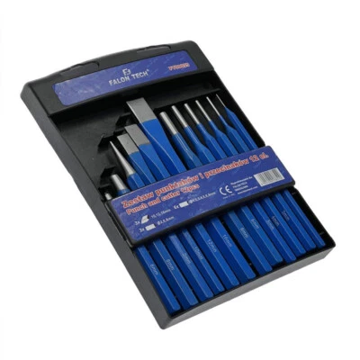 FALON TECH 12tlg. Splinttreiber Körner Flachmeißel Meißel Durchschlag Durchtreiber Satz FT