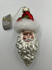 RAZ-Jolly Santa Claus Glass Christmas Tree Ornament New 5”