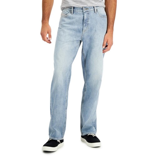 Sun + Stone Mens Blue Straight Fit Light Wash Straight Leg Jeans 36